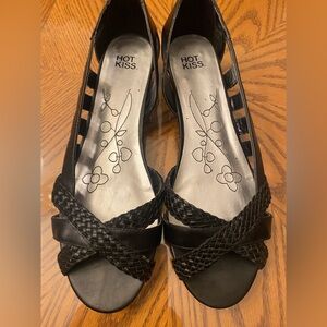 Hot Kiss Black Braided Strappy Heels